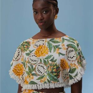Biriba Short Blouse - Floral Fringe Crop Top